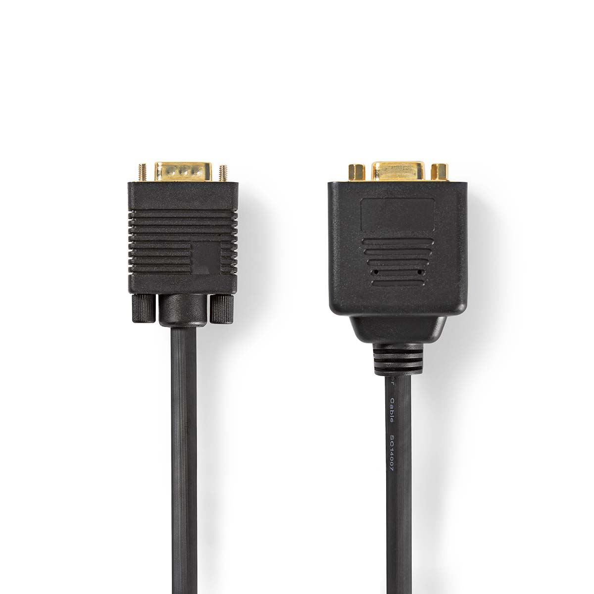 Nedis VGA Cable | VGA Male | 2x VGA Female | Gold Plated | Maximum resolution: 1280x768 | 0.20 m | Round | ABS | Black | Envelope