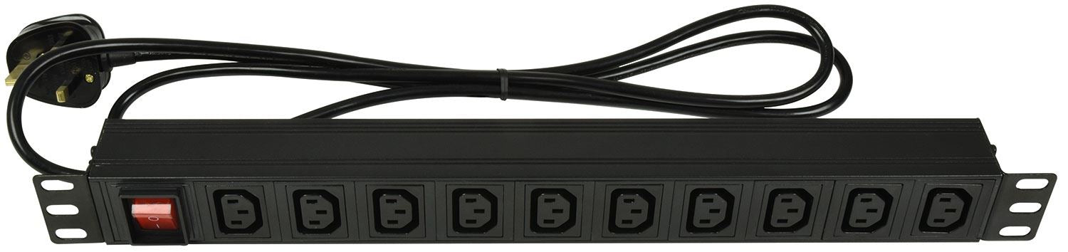 Mercury 10 Way Horizontal IEC C13 Switched PDU 19-Inch 1U Standardised Power Distribution Unit 1.8m