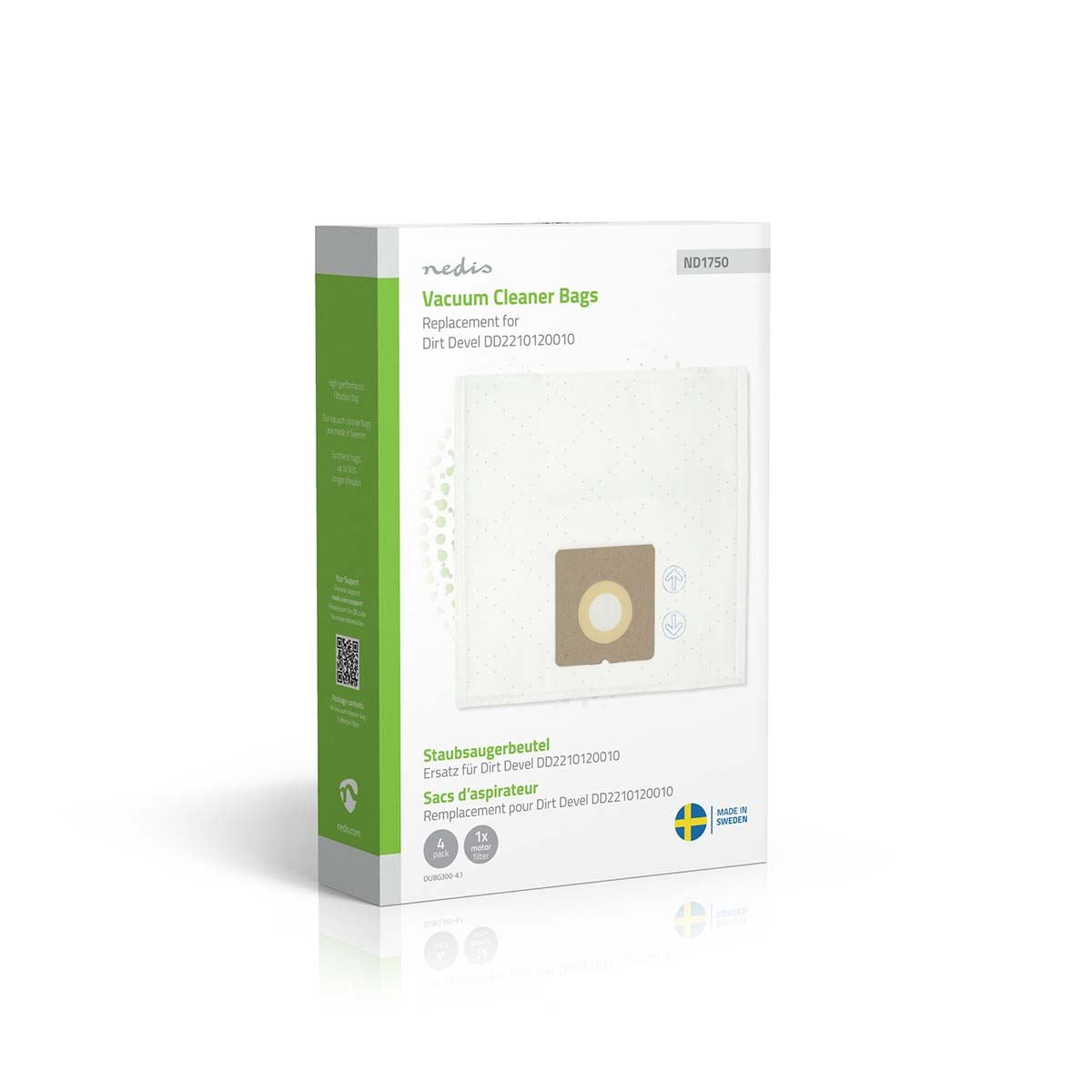 Nedis Vacuum Cleaner Bag | 4 pcs | Synthetic | Replacement for Dirt Devil Swiffy M 1550 - 1556 Series