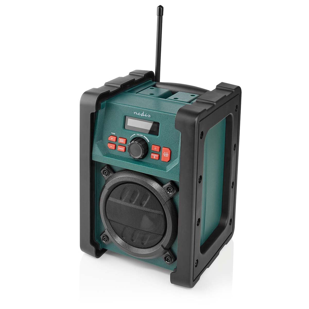 Nedis DAB+ / FM Bluetooth Jobsite Radio, IP65 Waterproof, 40 Presets, Aux Input, Battery or Mains Powered