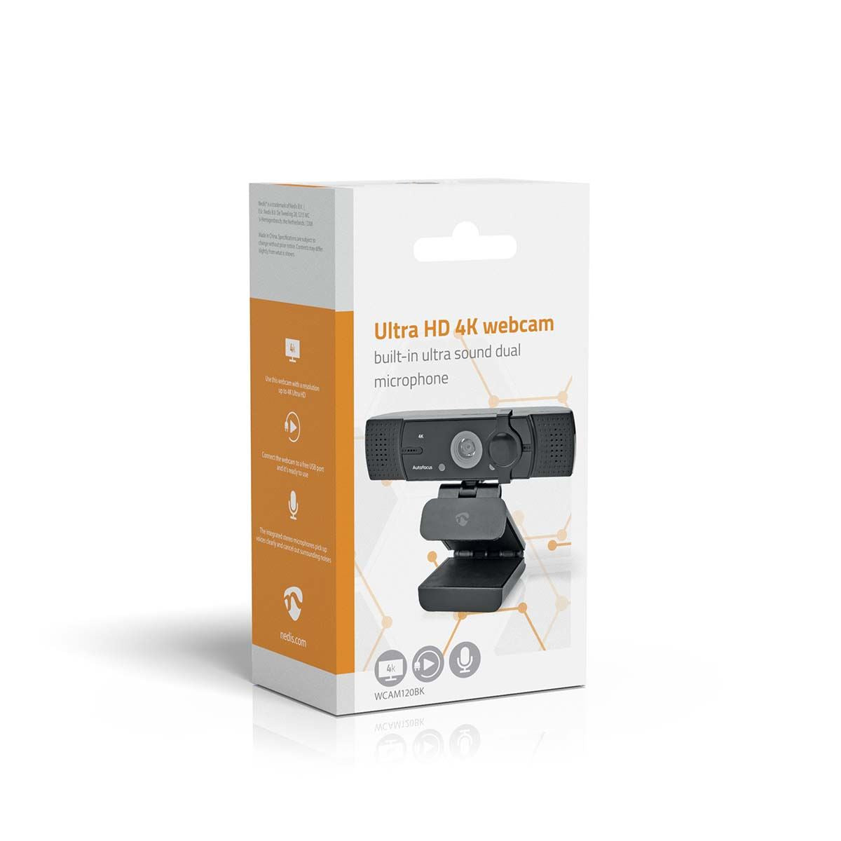 Nedis Webcam | Full HD@60fps / 4K@30fps | Auto Focus | Built-In Microphone | Black