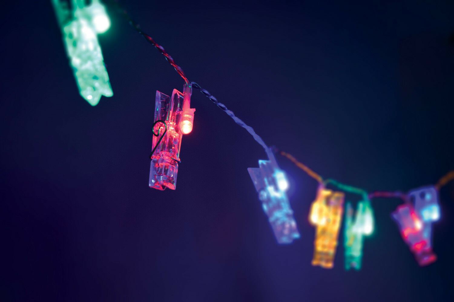 LED Battery Powered Photo Peg String Lights - Multicolour