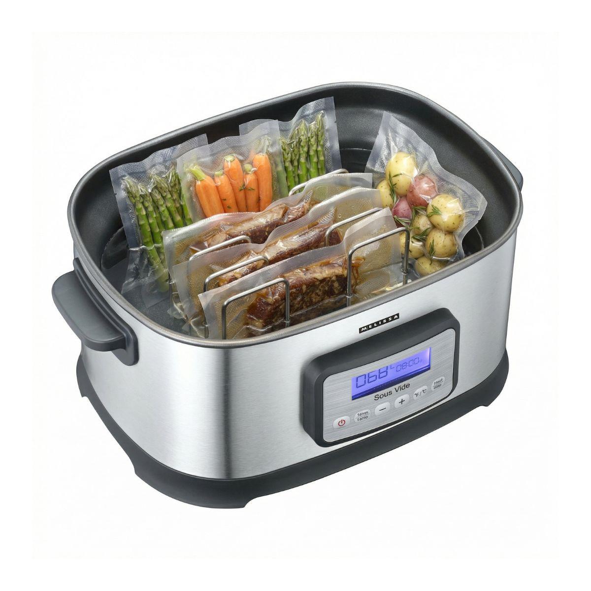 MELISSA Le-France Sous Vide 6L 520W, "French Under Vacuum Cooking" Cooker with LCD Timer, Healthier Juicery and Flavoursome, Stainless Steel / Black