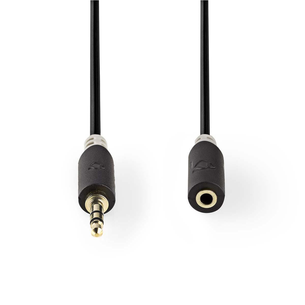 Nedis Stereo Audio Cable | 3.5 mm Male | 3.5 mm Female | Gold Plated | 1.00 m | Round | Anthracite | Box