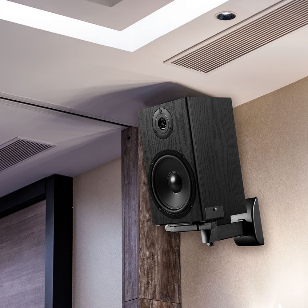 Av:link Universal Side Clamping Bookshelf Wall Mount Speaker Bracket - Black