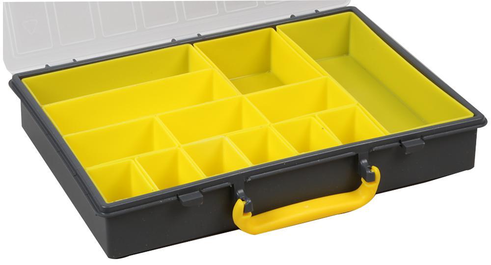 Duratool D01933 Assortment Case Set of 4 - 13 Section Compartment Organiser Case Box Storage Screw Nail Nut Bolt