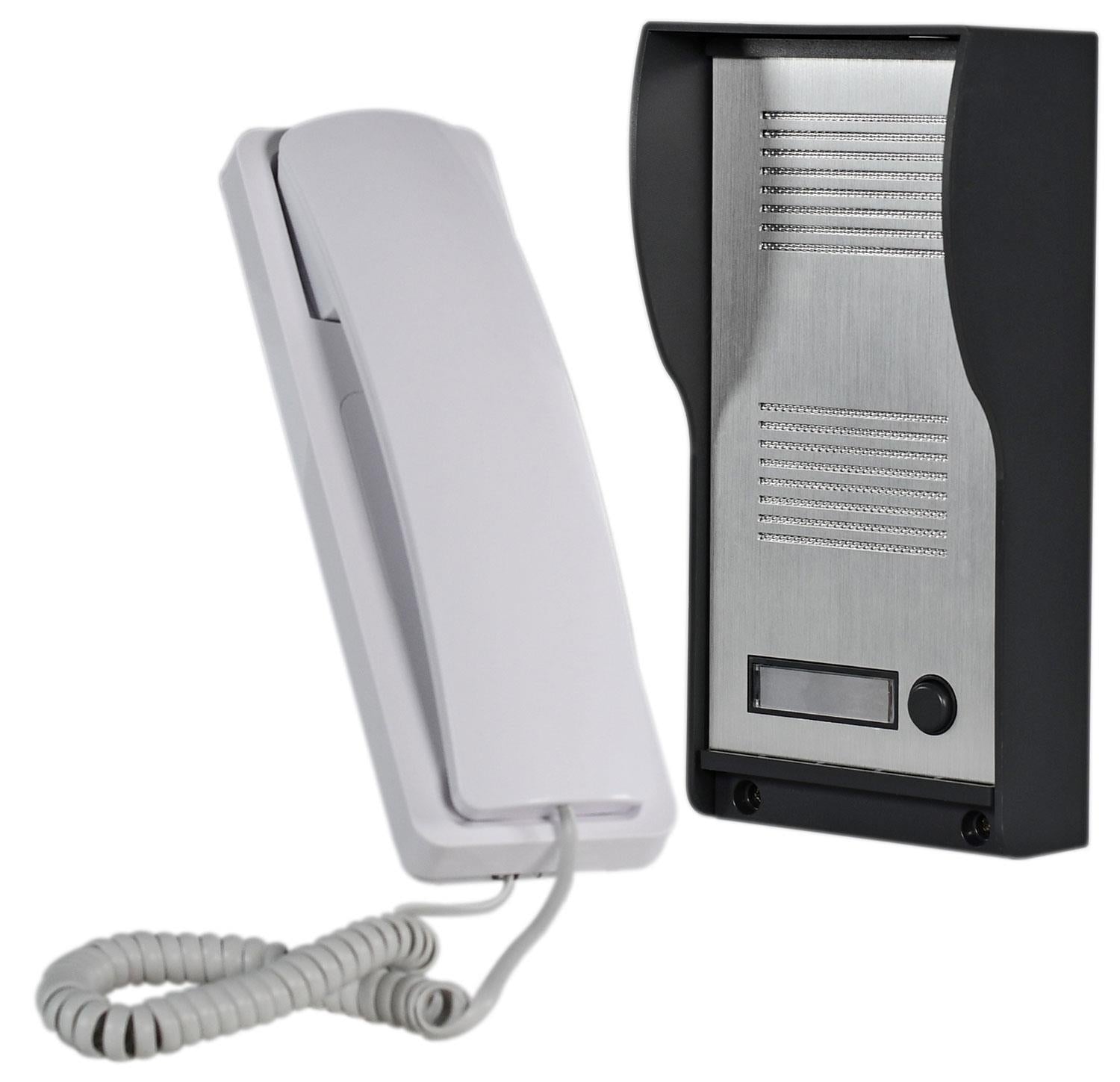 2-Wire Audio Door Entry System - Intercom Door Phone with Weatherproof Outdoor Unit, 100m Range, Adjustable Volume, IP44