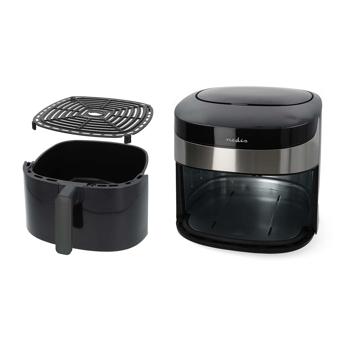 Nedis 7.2L Hot Air Fryer Wi-Fi SmartLife XXL for Healthy Low Fat Cooking, with Adjustable Temperature, Digital Display Control, 8 Presets and 60 Minute Timer, 1800W - Black