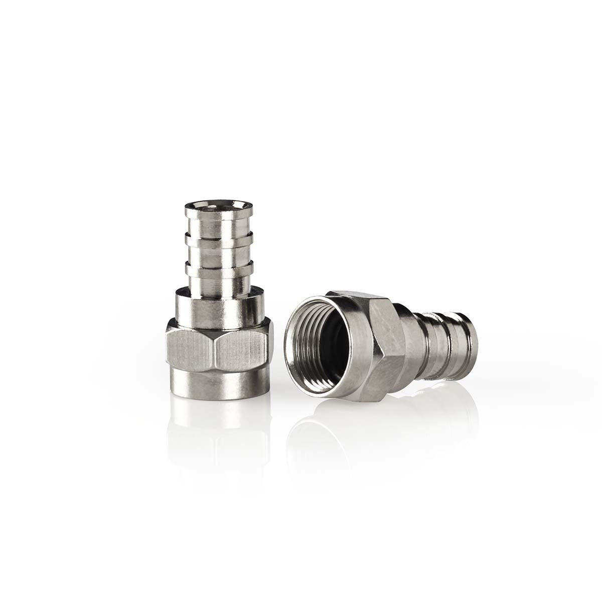 Nedis F-Connector | Straight | Male | Nickel Plated | 75 Ohm | Crimp | Cable input diameter: 5.5 mm | Copper | Silver | 2 pcs | Window Box