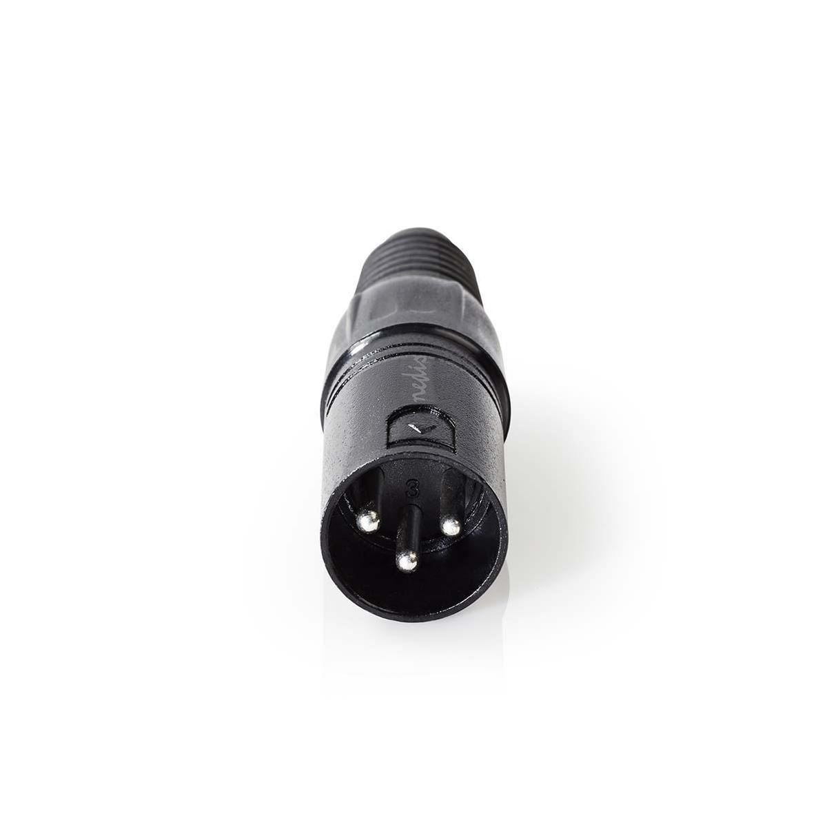 Nedis XLR 3 Pin Connector | Straight | Male | Nickel Plated | Soldering | Cable input diameter: 5.0 mm | Metal | Black | 1 pcs | Polybag