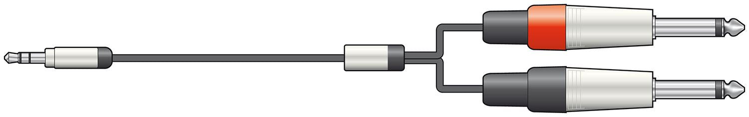 Citronic 3m Classic 3.5mm TRS Stereo to 2x 1/4 Jack 6.35mm Mono Jacks [ Laptop to Mixer Amp Lead ]