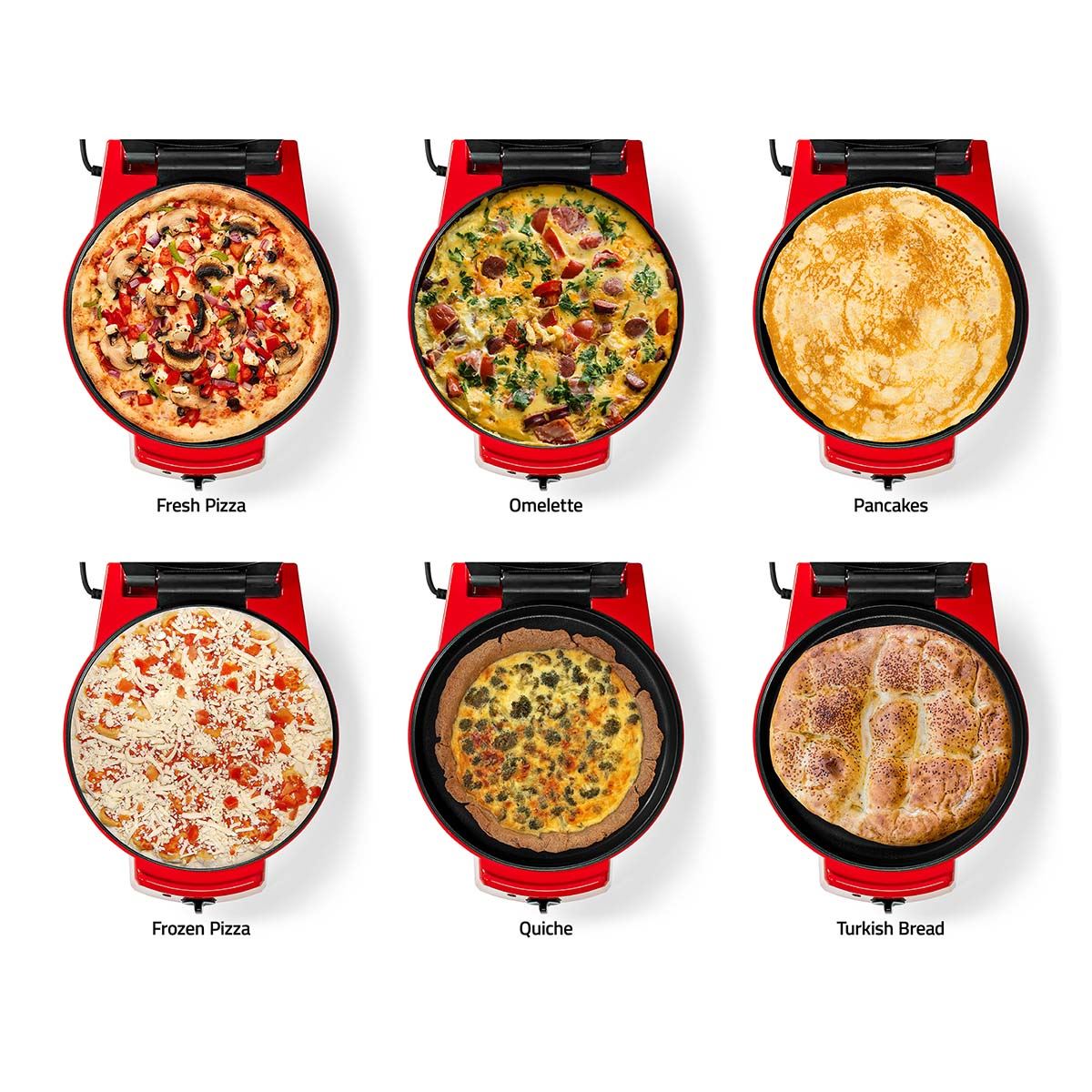 Nedis Electric Pizza Maker & Grill, 1800W, with Non-Stick 12" Plates, Adjustable Temperature & 180° Opening