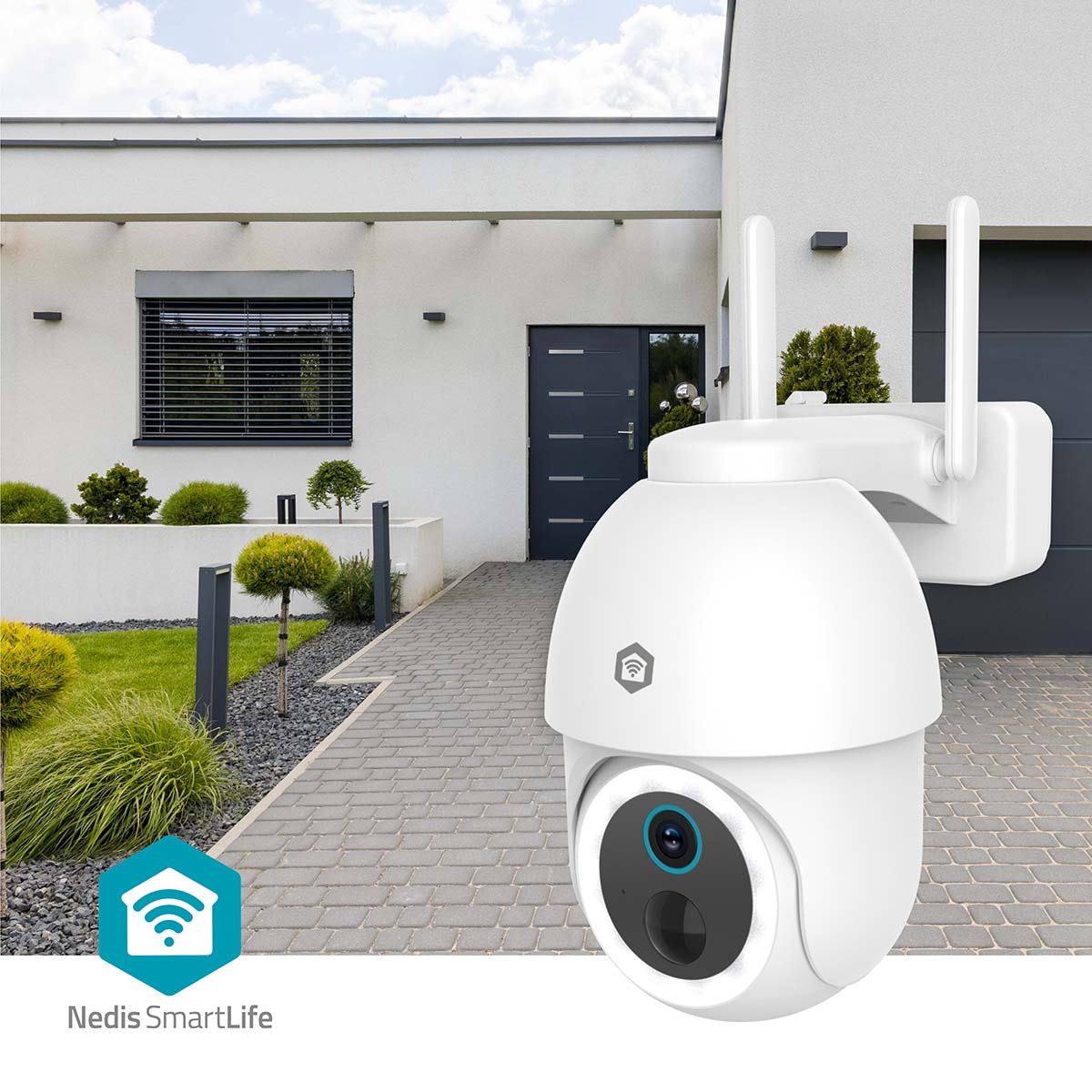 SmartLife Outdoor Camera | Wi-Fi | Spotlight | 3MP Full HD 1296p | Battery Powered | Pan tilt | IP65 | Cloud Storage (optional) / microSD (not included) / Onvif | 5 V DC | With motion sensor | Night vision | White