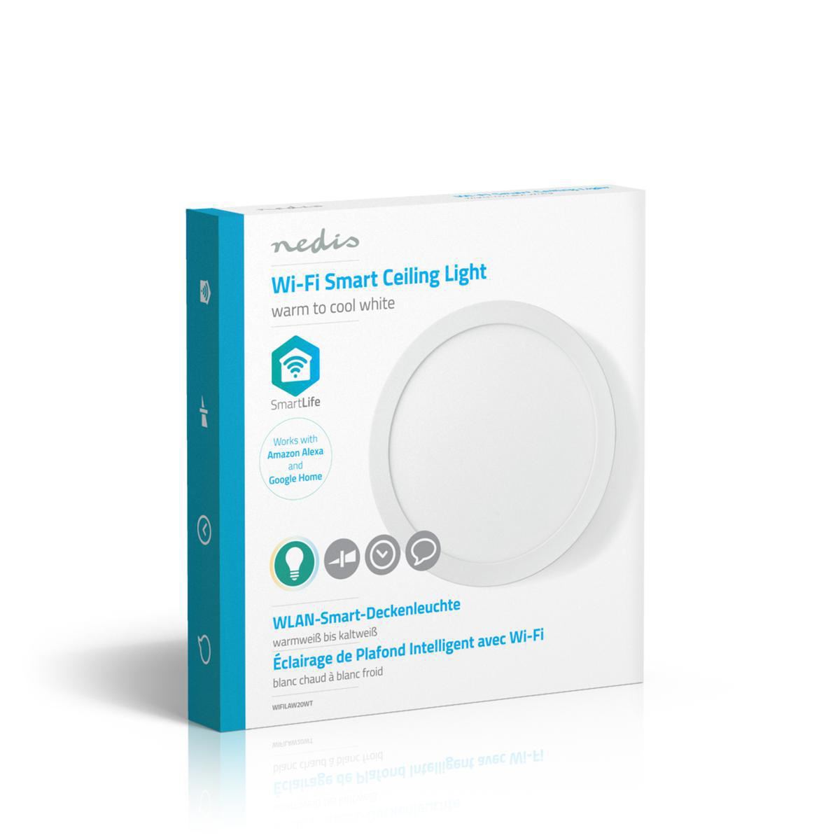 Nedis SmartLife Wi-Fi Ceiling Light - Cool White/Warm White - Voice Control - Integrated into The SmartLife app - Compatible with Amazon Alexa, Siri & Google Home