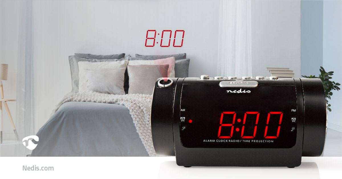 Nedis Digital Alarm Clock Radio | LED | Time projection | AM / FM | Snooze function | Sleep timer | Number of alarms: 2 | Black