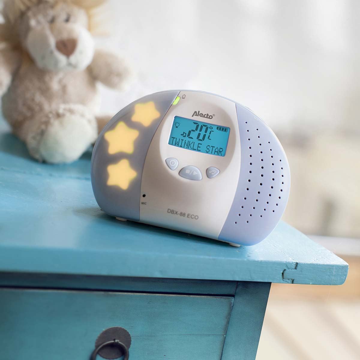 Alecto DBX88 Digital Audio Baby Monitor, Parent Unit with Rechargeable Battery, Long Range, Digital Transmission, Crystal-Clear Sound, lullaBY, Plug & Play, Sound Indicator & Alerts