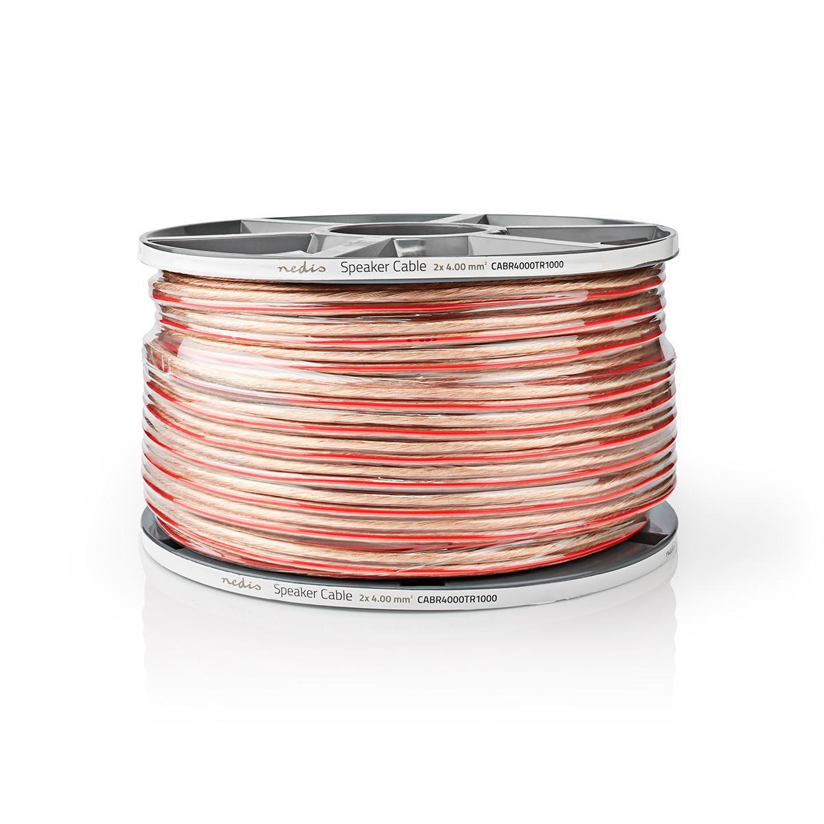 Nedis Speaker Cable | 2 x 4.00 mm² | Full Copper| 100.0 m | Round | PVC | Transparent | Reel