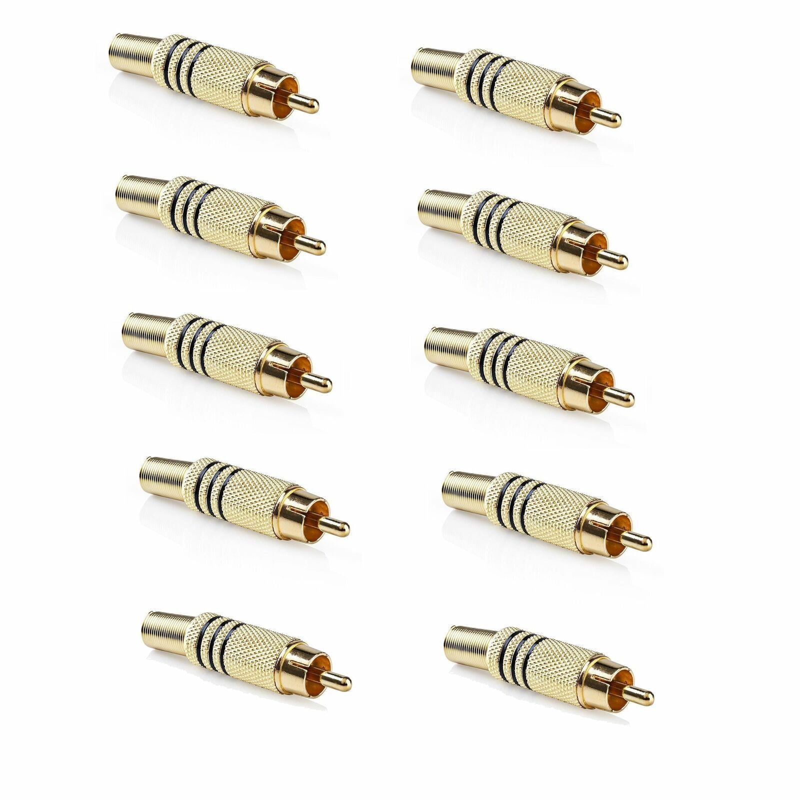 Nedis RCA Connector | Straight | Male | Gold Plated | Solder | Cable input diameter: 7.0 mm | Metal | Black | 10 pcs | Envelope
