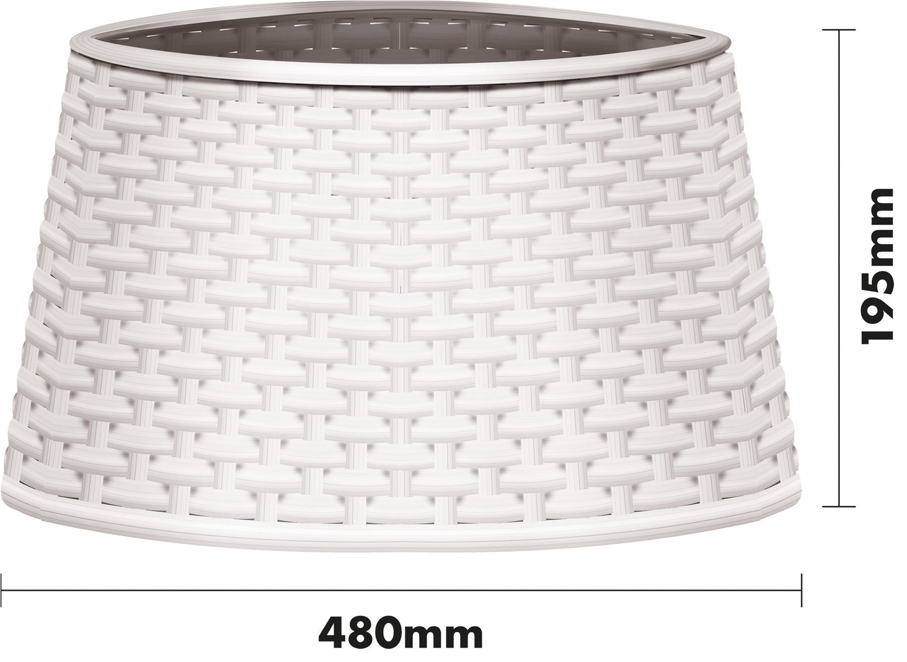 Rattan Effect Christmas Tree Skirt Easy Fold Stand Cover Base Decoration - White