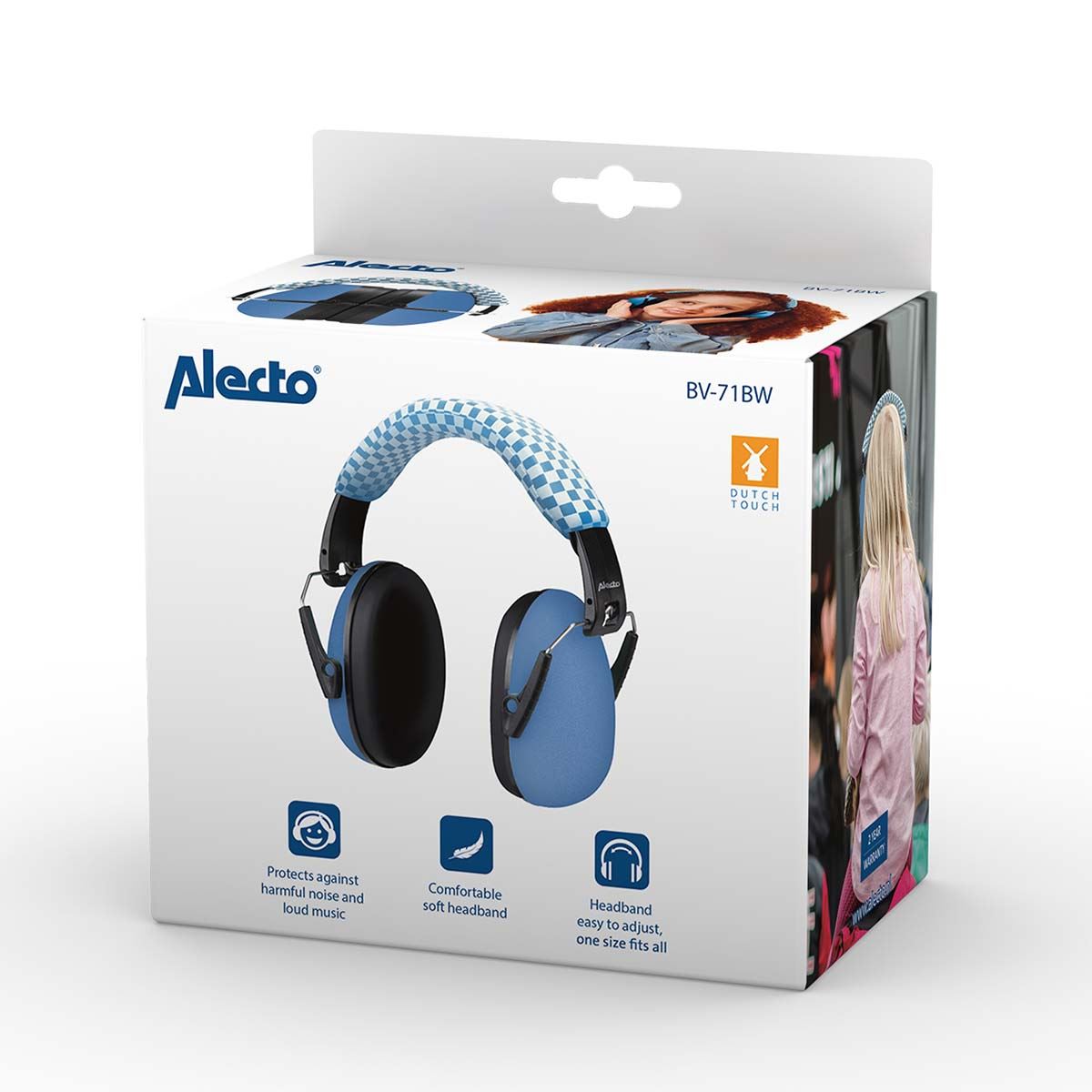 Alecto BV71BW Kids Ear Defenders Children, Age 3-16, Certified 29dB, Adjustable Size, Noise Cancelling Headphones Kids, Ear Defenders Autism, Ear Muffs for Toddler, Boys, Girls, School - Blue
