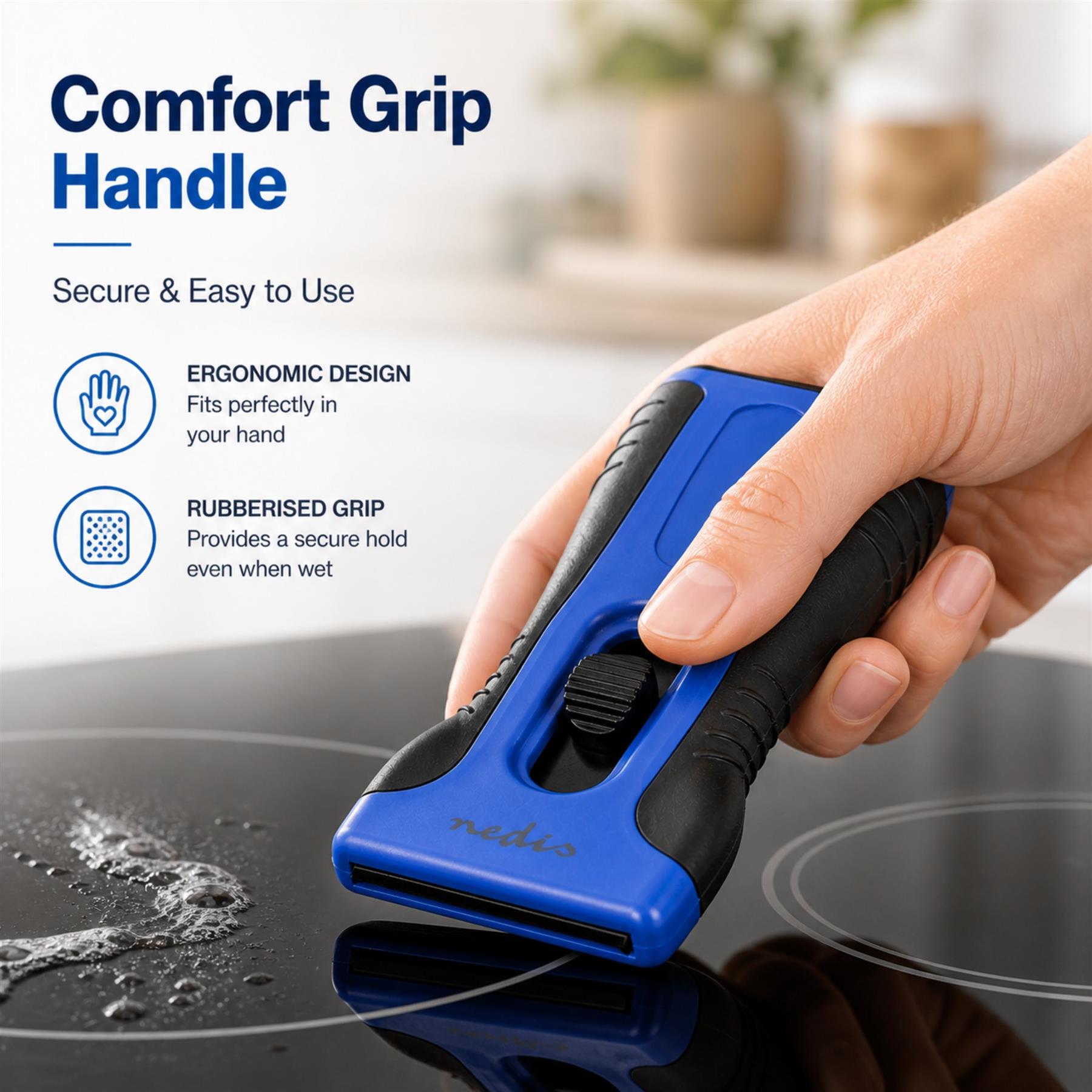 Nedis Hob Scraper Cleaner for Glass, Ceramic, Induction Plate Hobs