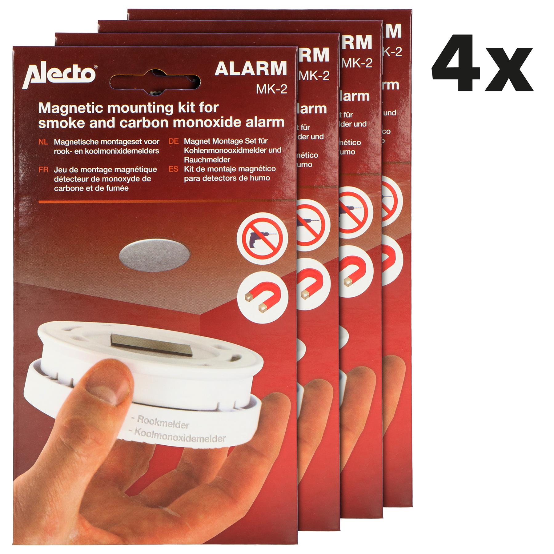 Alecto Magnetic Smoke Detector Mount Magnetic Adhesive Pads For Smoke / Heat / CO2 Alarms Ø 60mm - Fast & Safe Mounting  | 4 Pack