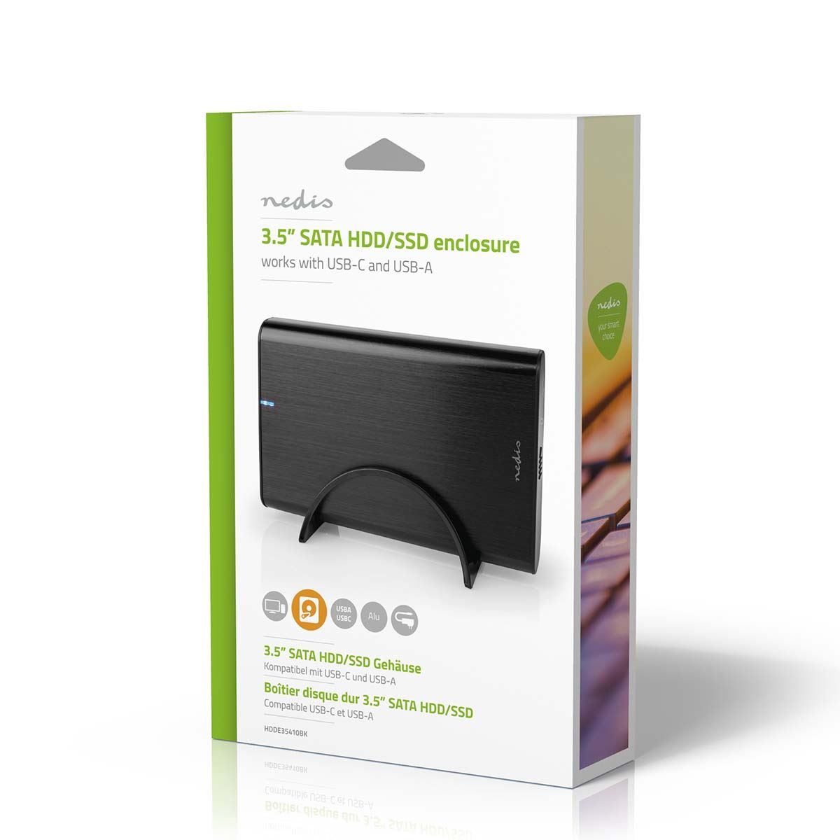 Nedis Hard Disk Enclosure | 3.5 " | USB 3.1 Gen1 | USB Type-A / USB Type-C™ | Notebook / PC | Aluminium