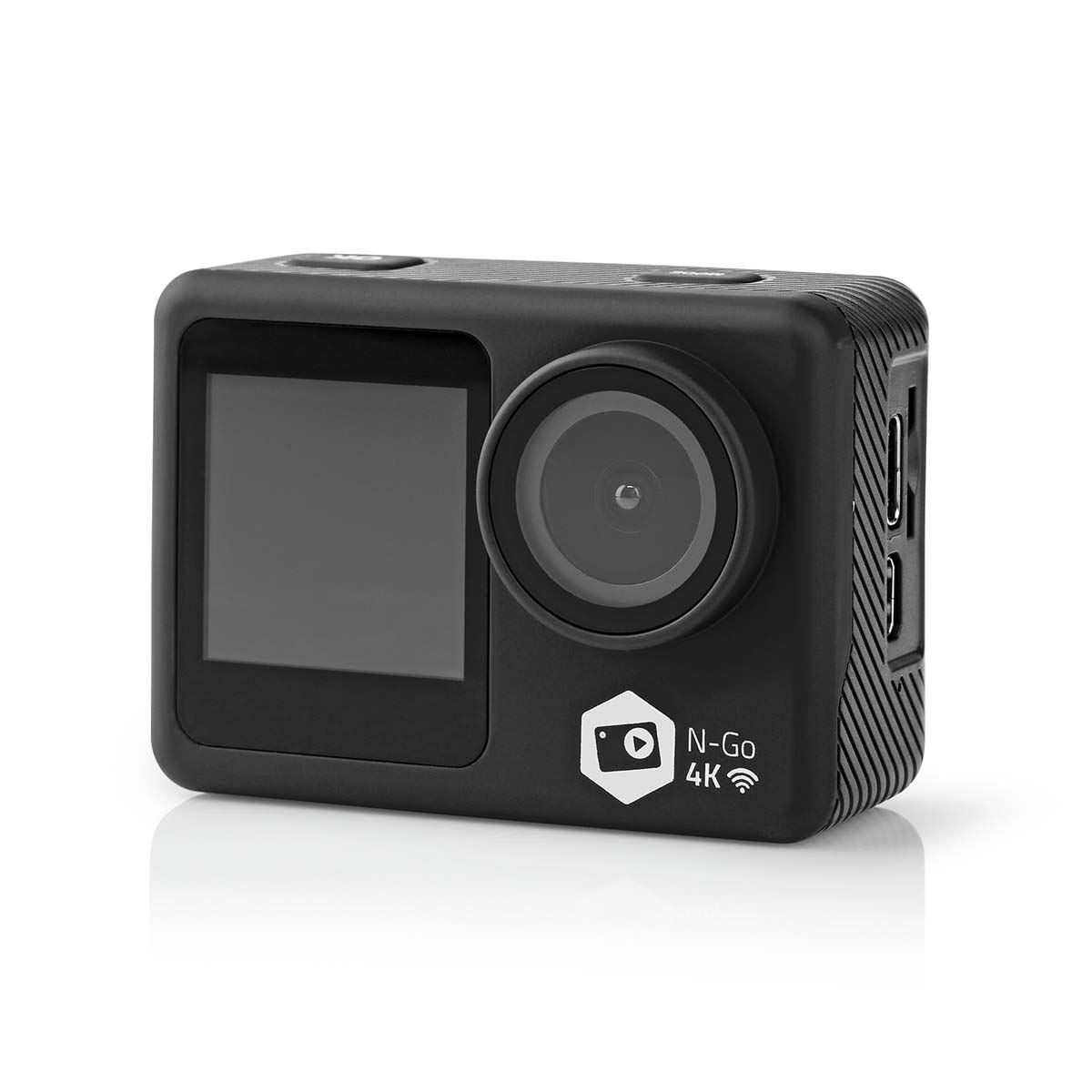Nedis Dual Screen Action Cam, 4K Ultra HD 30fps, 16MP Photos, 2" Touch Back Screen, 1.3" Front Screen for Selfies & Vlogging, Waterproof to 30m with Mounting Kit and Wi-Fi Connectivity