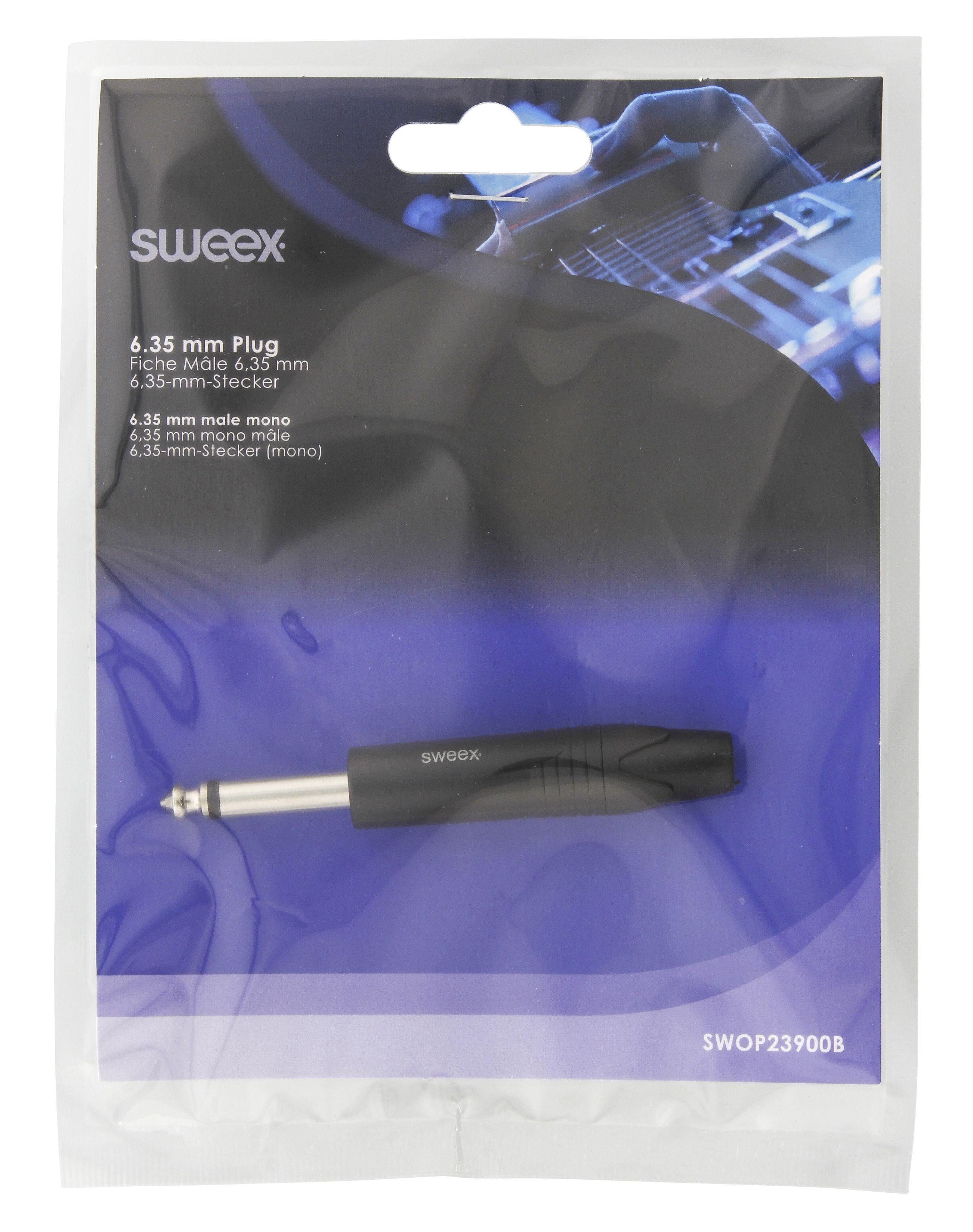 Nedis 6.35 mm 1/4" Jack Connector | Straight | Male | Nickel Plated | Solder | Cable input diameter: 6.0 mm | Aluminium | Black | Polybag | 1 pcs