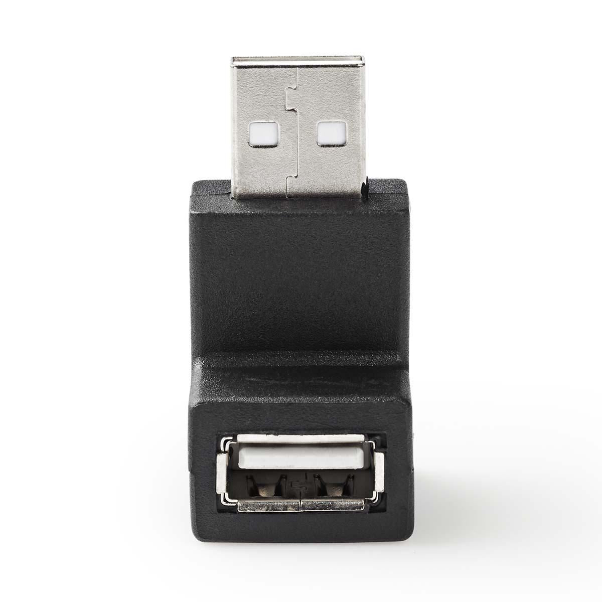 Nedis USB-A Adapter | USB 2.0 | USB-A Male | USB-A Female | 480 Mbps | Round | Nickel Plated | PVC | Black | Box
