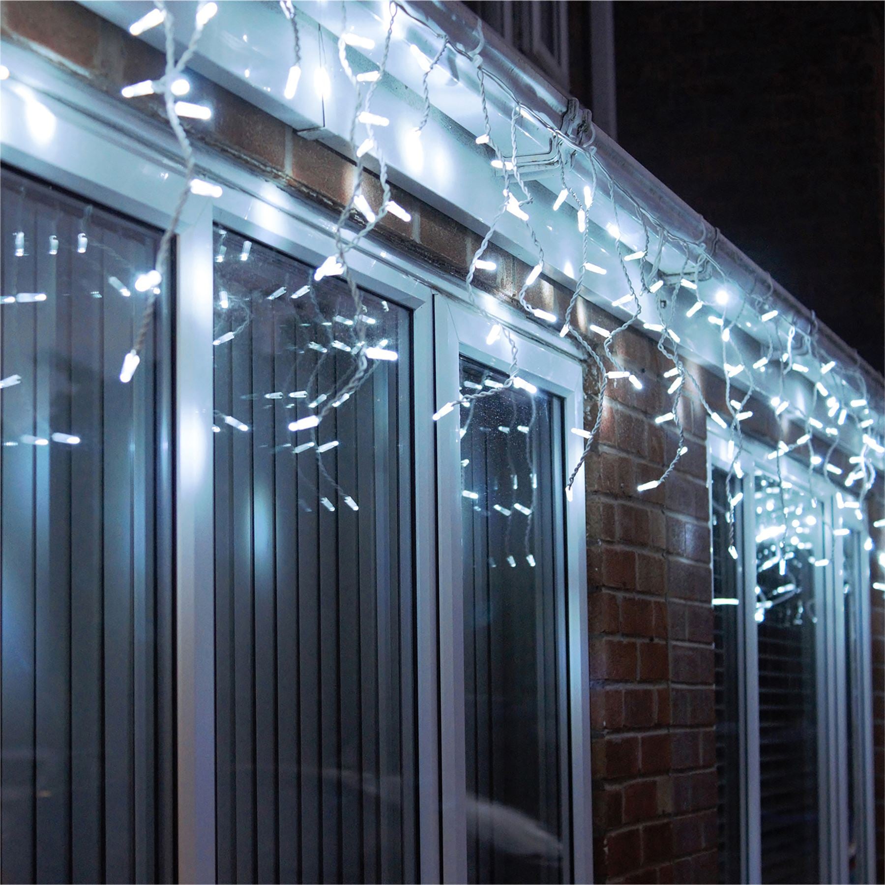 5m Easy-Connect Cool White 120 Icicle Lights White Rubber With 60/40/20cm Drop