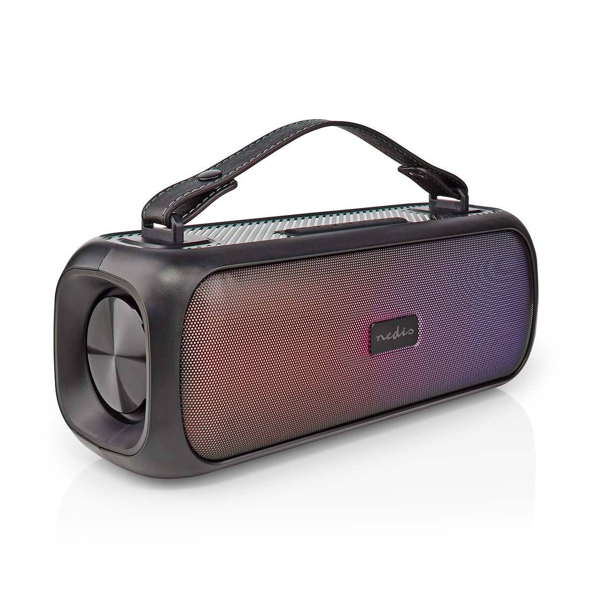Nedis Bluetooth Party Base Portable Boombox, 45W, Rechargable 4.5hr Playback, USB AUX, IPX5 Water-Resistant, Party RGB Lights, Black