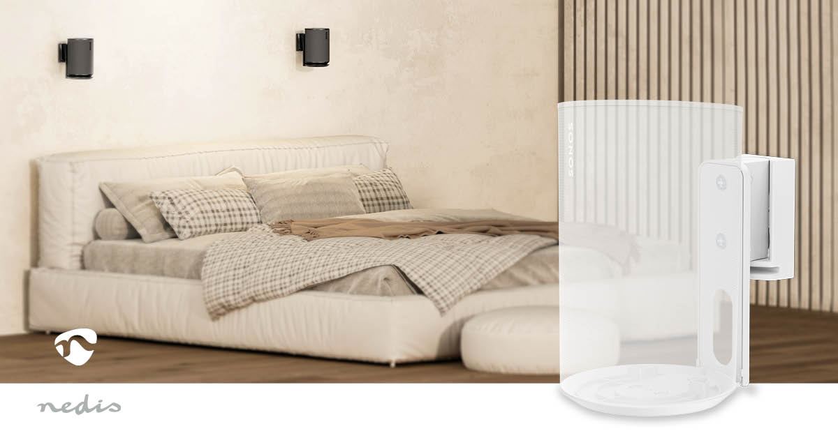 Nedis Speaker Wall Mount Bracket for Sonos Era 100, with Adjustable Tilt Swivel, Max. Capacity 3kg - White
