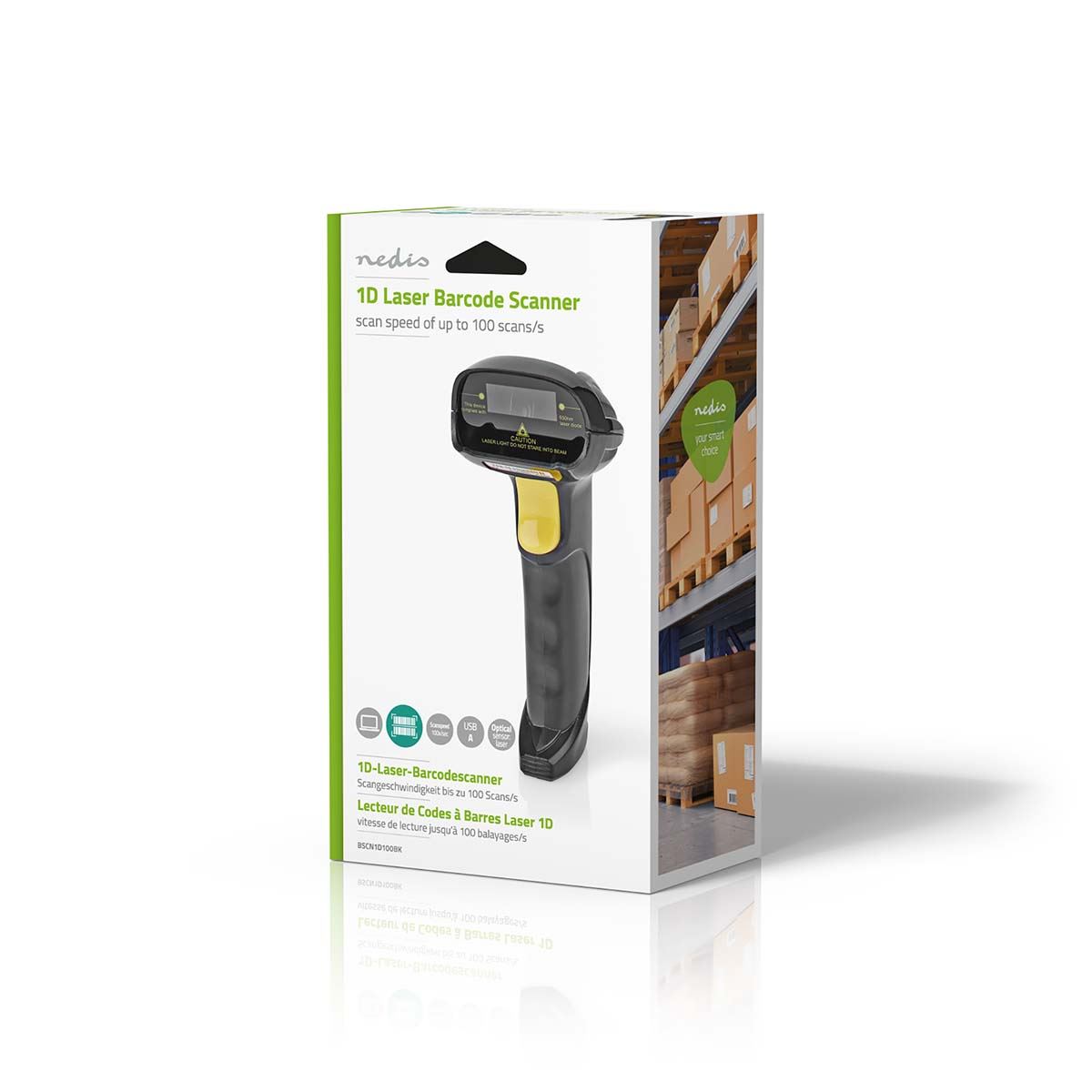 Nedis Barcode Scanner | Laser | Wired | 1D Linear | USB Powered | USB 2.0