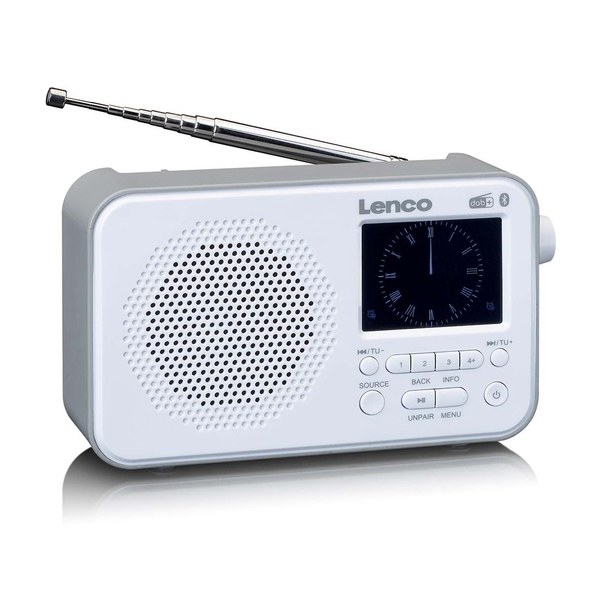 Lenco Portable DAB+ FM Radio with Bluetooth® Speaker | 2.4" TFT LCD Display | White