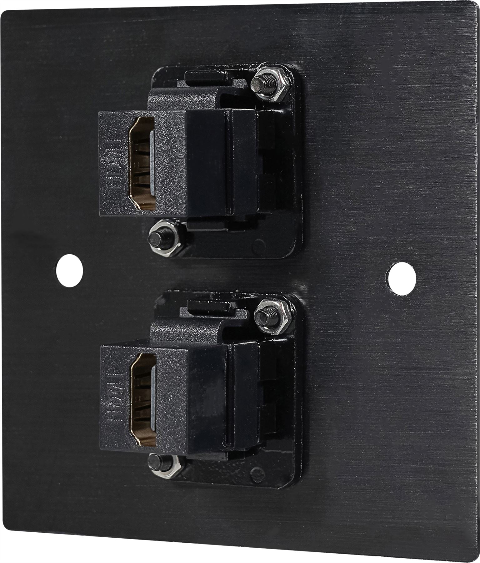 Black Wall Face Plate Electrical AV Slim Series 2 x HDMI Feedthrough Wall Plate Metal
