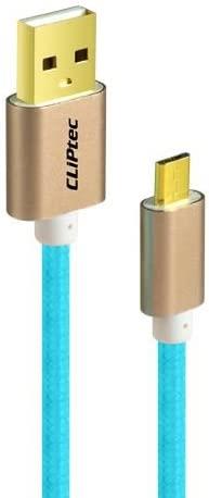 Cliptec USB Cable | USB 2.0 | USB-A Male | USB Micro-B Male | 480 Mbps | Nickel Plated | 1.00 m | Braided | PVC | Blue