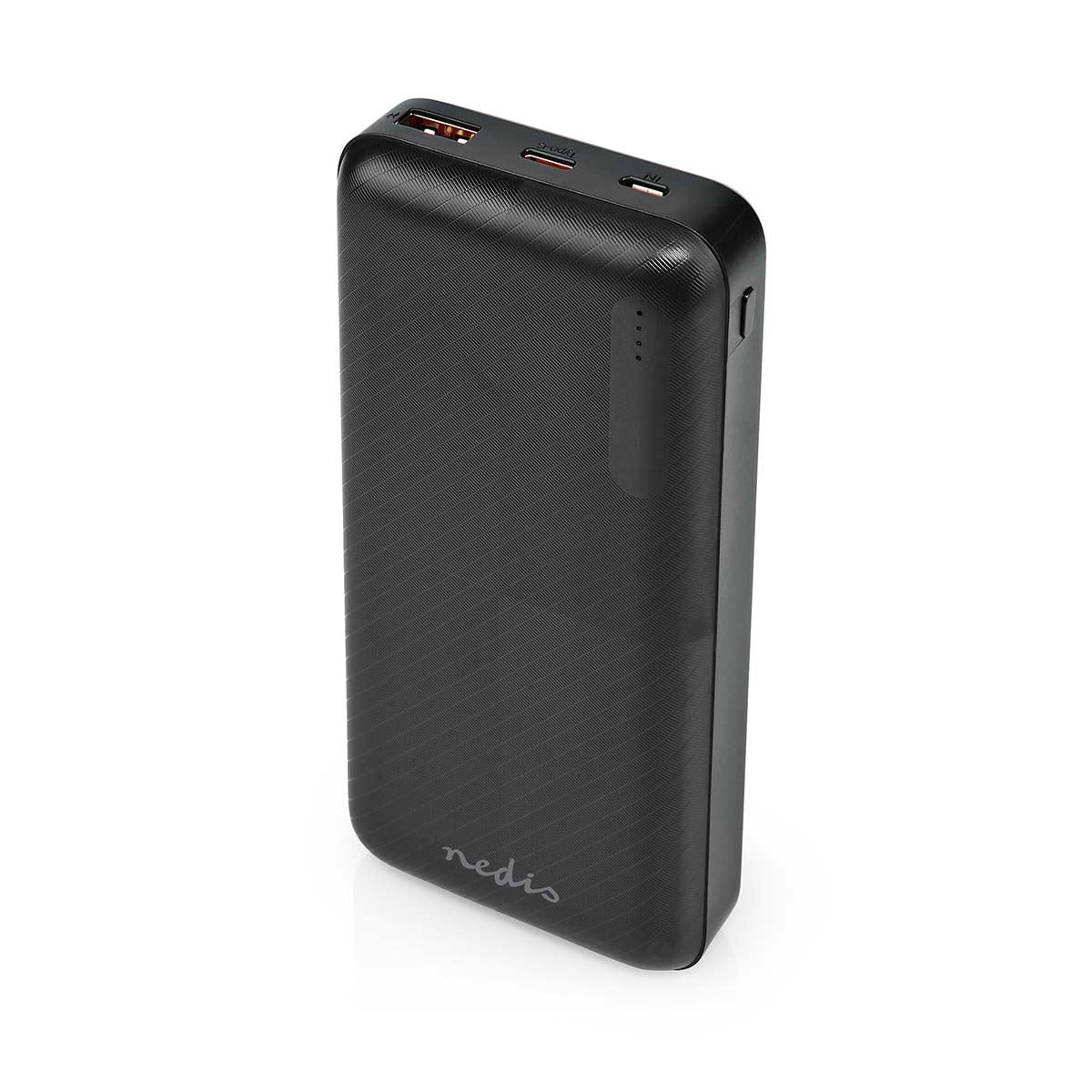 Nedis Powerbank | 20000 mAh | 1.5 / 2.0 / 3.0 A | Number of outputs: 2 | Output connection: 1x USB-A / 1x USB-C™ | Input connection: 1x Micro USB / 1x USB-C™ | PD2.0 18W | Lithium-Polymer