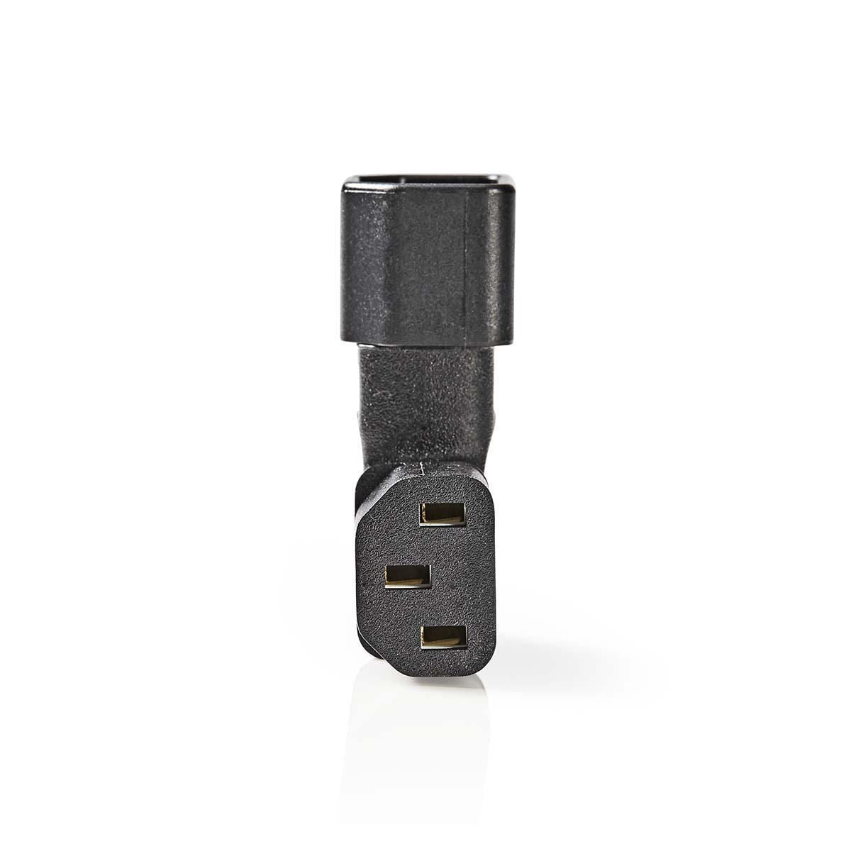 Nedis Extension Plug | IEC-320-C13 | IEC-320-C14 | Angled Left | Nickel Plated | PVC | Black | Box | 1 pcs
