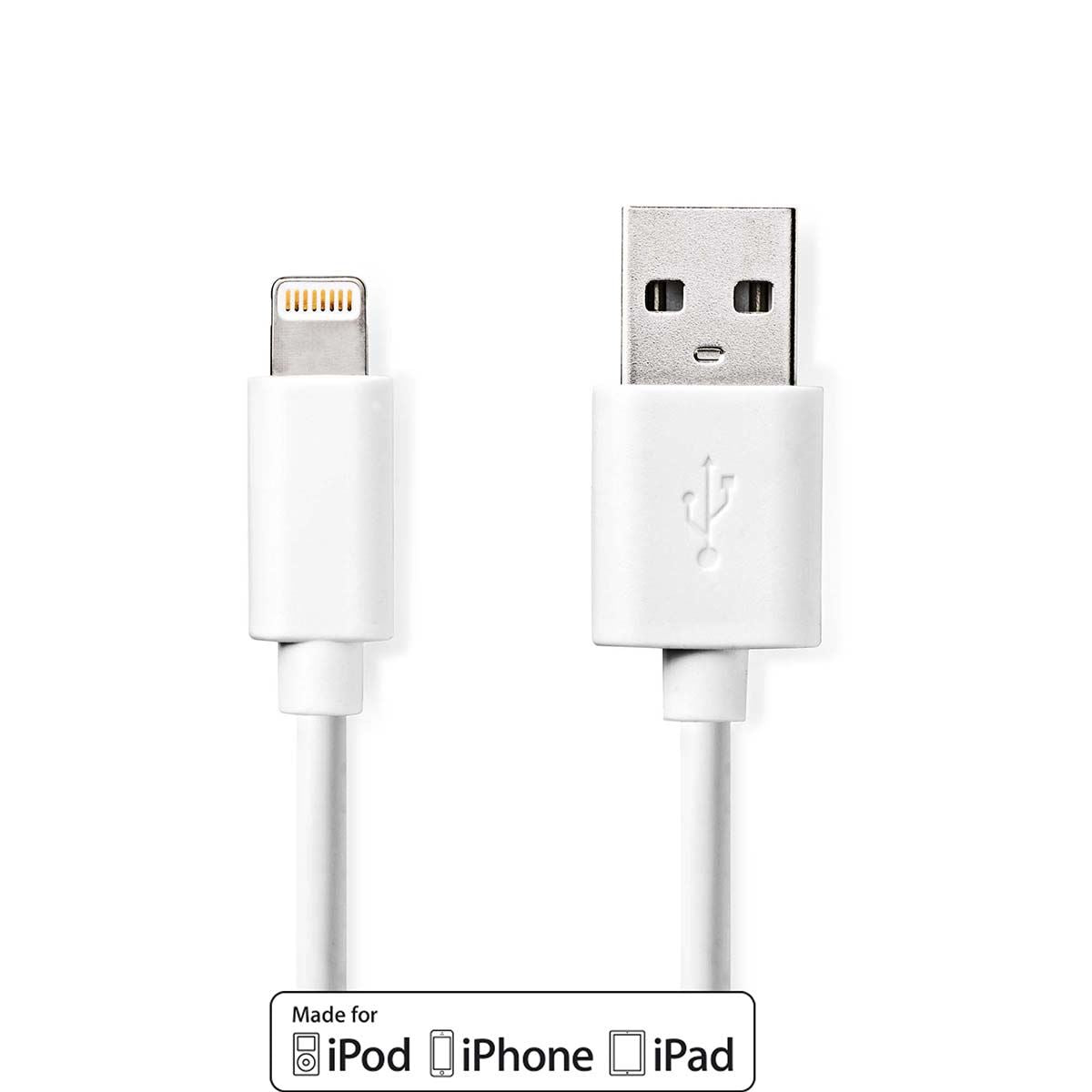 Nedis Lightning Cable | USB 2.0 | Apple Lightning 8-Pin | USB-A Male | 480 Mbps | Nickel Plated | 3.00 m | Round | PVC | White | Box