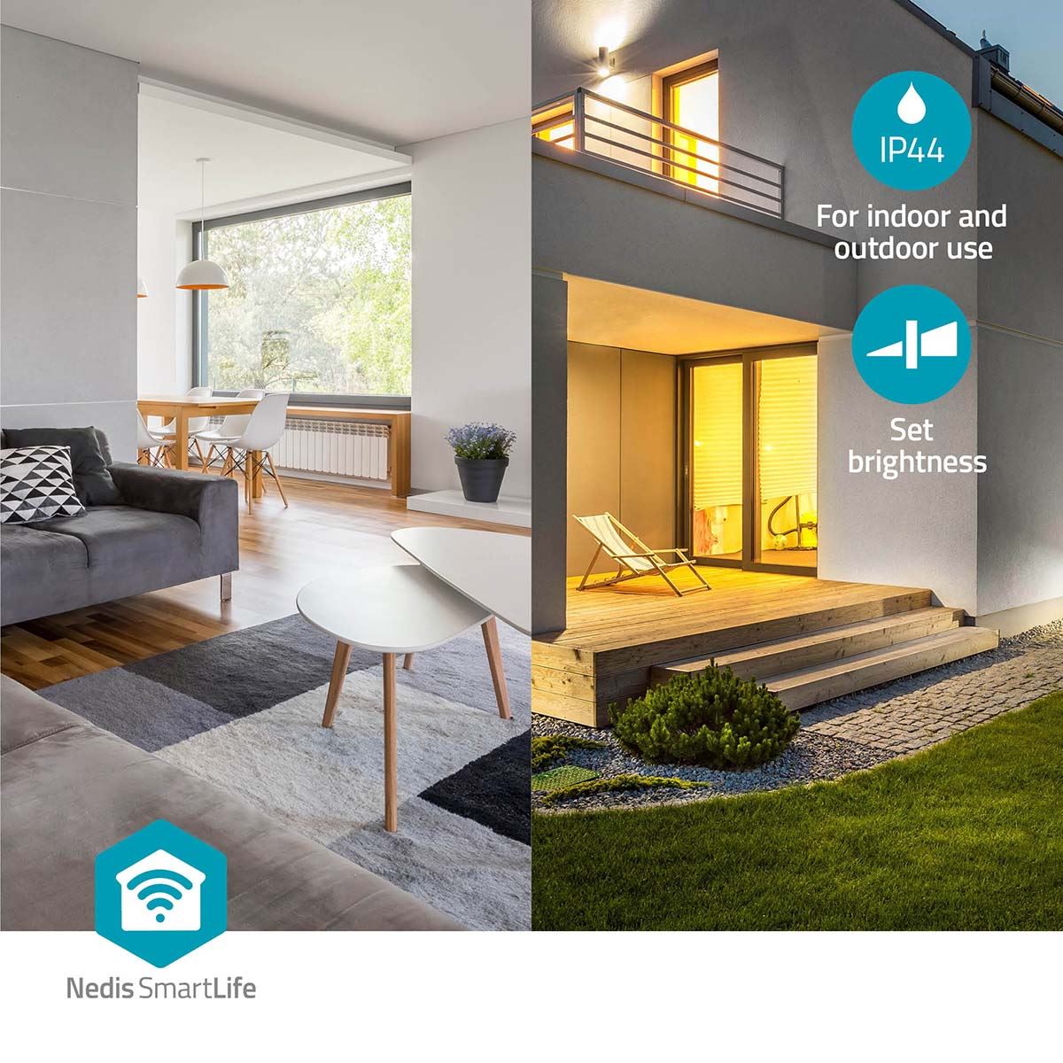 Nedis SmartLife Wi-Fi Ceiling Light, 26cm, Dimmable, Adjustable Colour Temperature 2700K-6500K, Remote & Voice Control, Compatible with Alexa & Google Home, Indoor/Outdoor