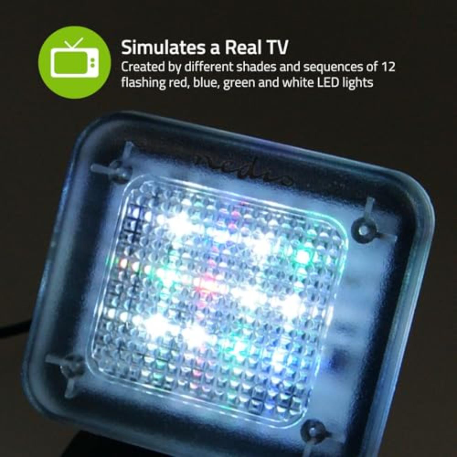 Nedis TV Simulator Home Security Light with Flashing LED - Deter Intruders - Timer & Dusk Sensor - Low Energy USB Powered