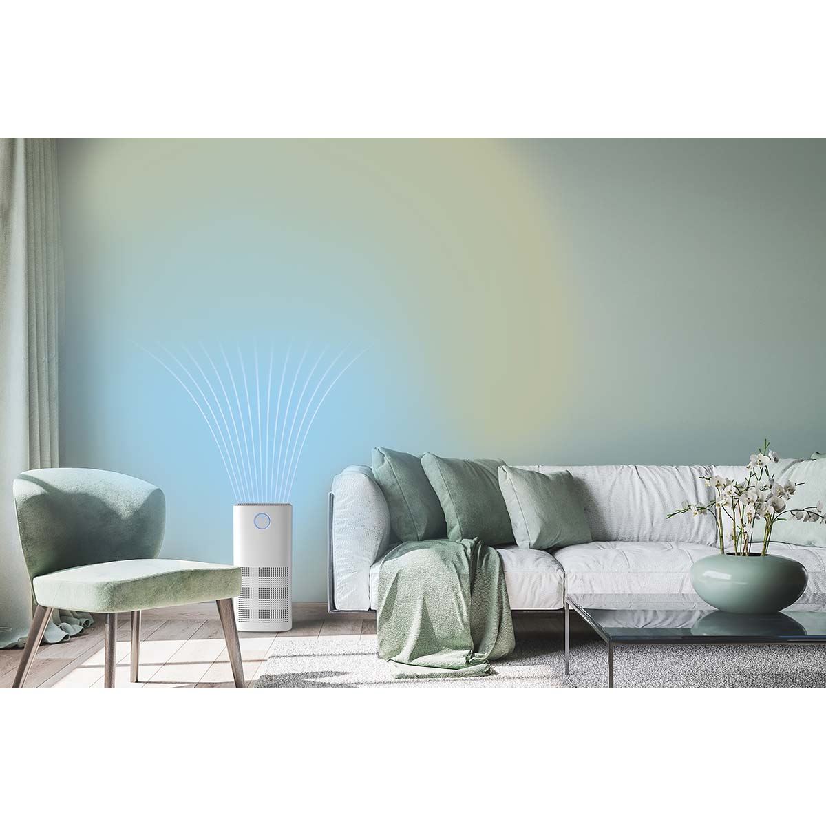 Trebs UV Air Purifier 49100, Whisper Quiet, Suitable for space up to: 90 m² for Clean Air Delivery Rate (CADR): 470 m³/h with HEPA H13 Filter | Air quality indicator | White