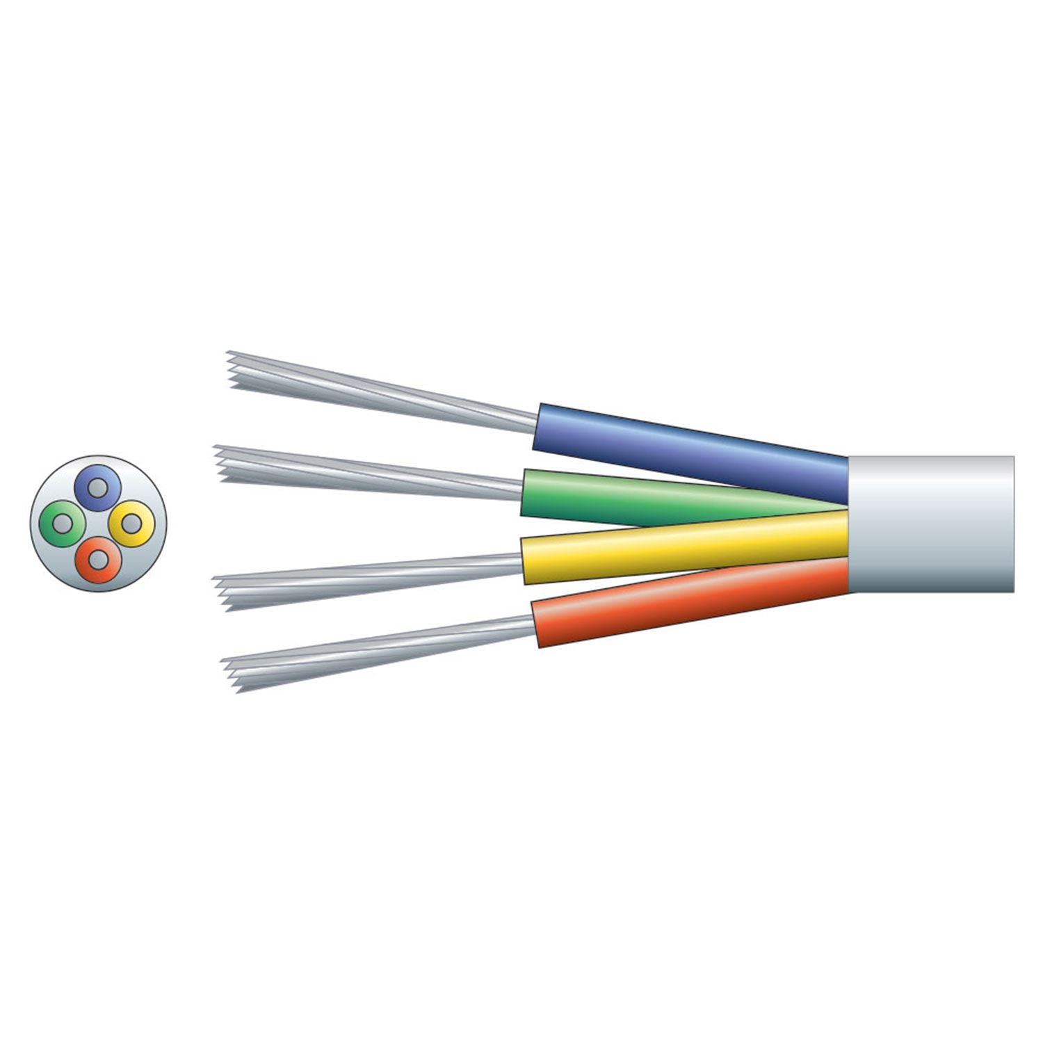 Mercury 100m 4 Core Alarm Cable in White PVC Intruder Burglar Security Signal Alarm Wire