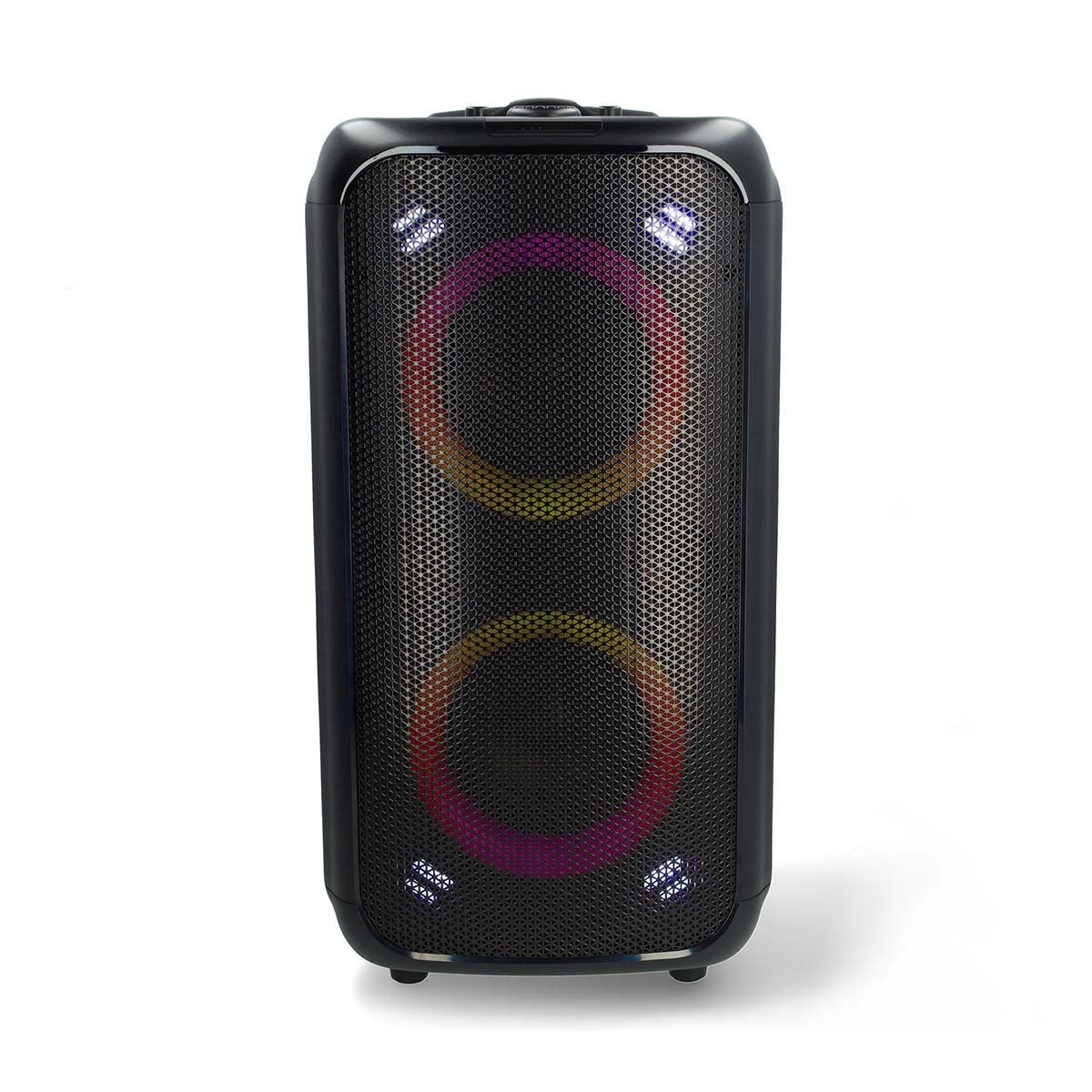 Nedis Party Box 240w Wireless Bluetooth Party Speaker, 5H Playtime, Portable Design, Dynamic Light Show, IPX4 Splashproof, AI Sound Boost, Microphone Input, Black