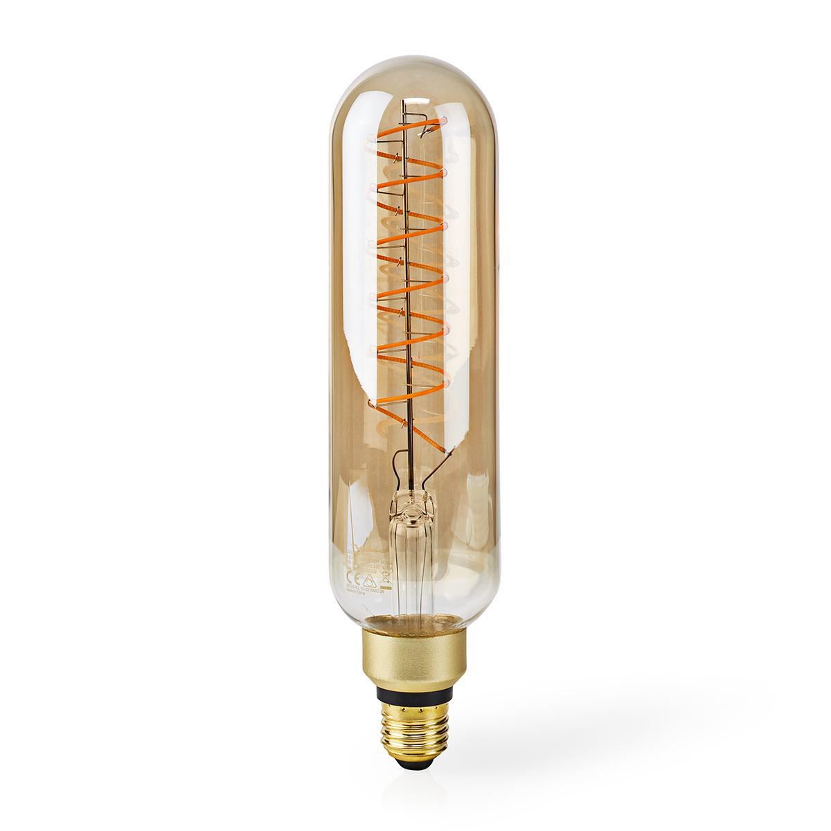 Nedis LED Filament Bulb E27, Dimmable Spiral T65, 600lm, 8.5W, Gold Smoke Glass, Eco-Friendly with 15,000h Lifespan