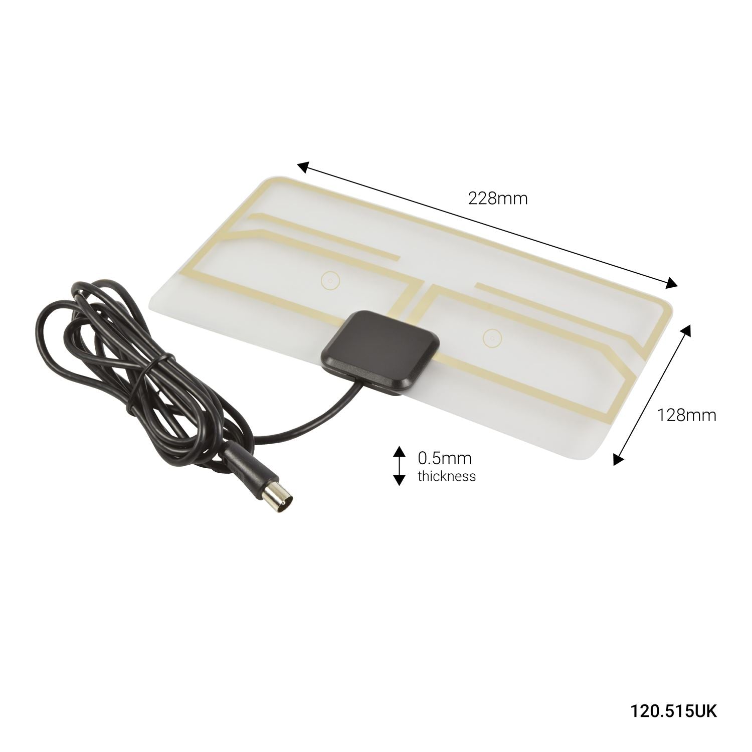 Mercury Lightweight Indoor Aerial for Freeview HDTV Paper-Thin with 3m RF Cable