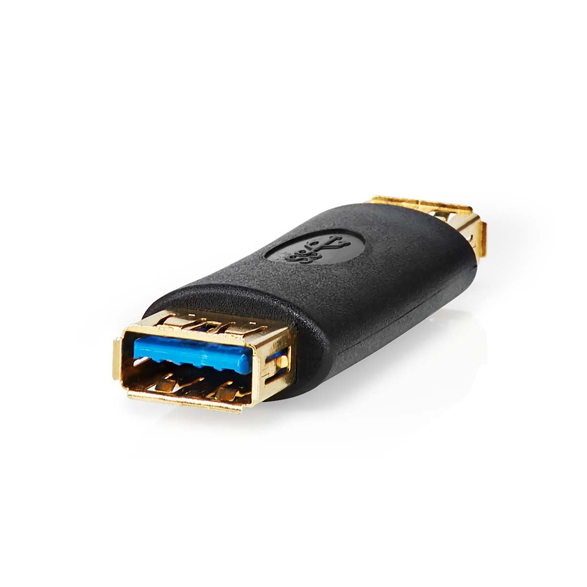 Nedis USB-A Adapter | USB 3.2 Gen 1 | USB-A Female | USB-A Female | 5 Gbps | Round | Gold Plated | Anthracite | Box