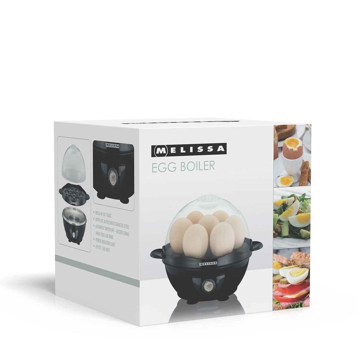 MELISSA Electric Egg Boiler Steamer for Eggs 360W Automatic Egg Boiler Electronic Omelette Maker Poacher for 7 Soft, Medium & Hard Boiled Eggs