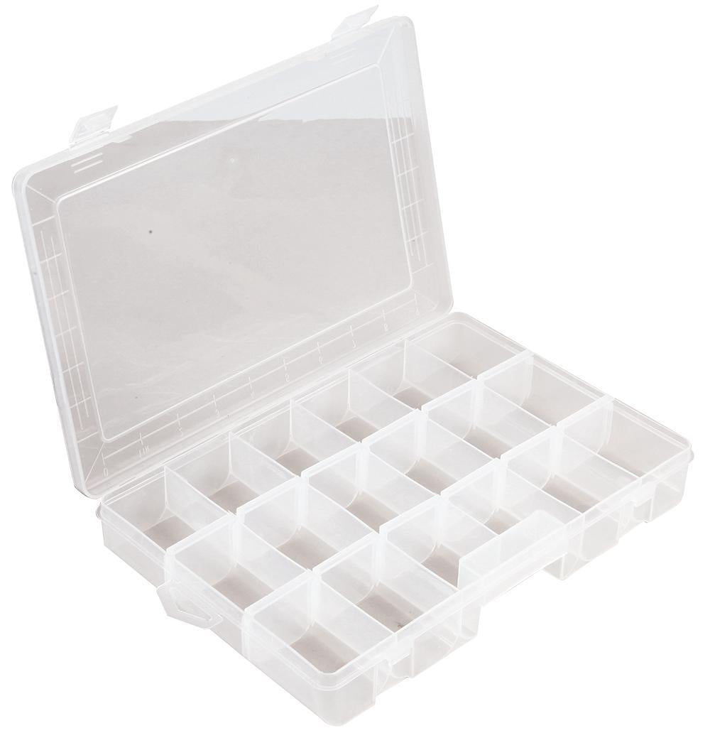 6 -18 Compartment Transparent Organiser Storage Box with Removable Sections - 42mm x 186mm x 292mm, Crafting, DIY etc.